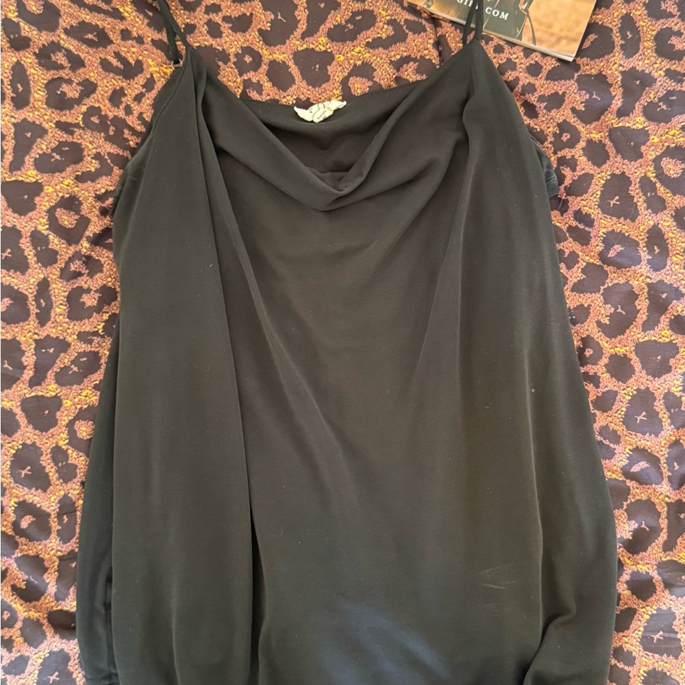 Black Draped Cowl Neck Camisole